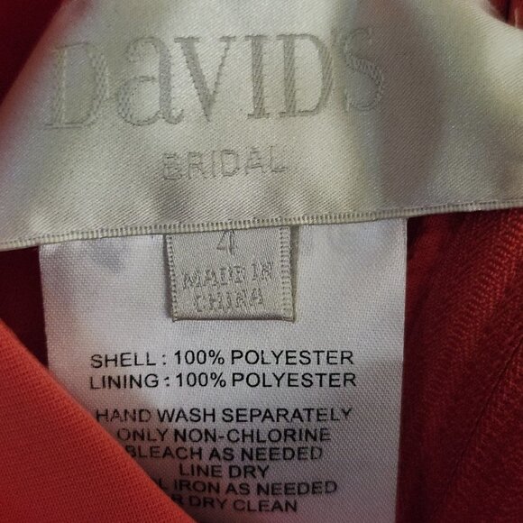 David's Bridal NWT  Style F15933 Guava Long Mesh Dress Cowl Back Detail Size 4 - Picture 10 of 11